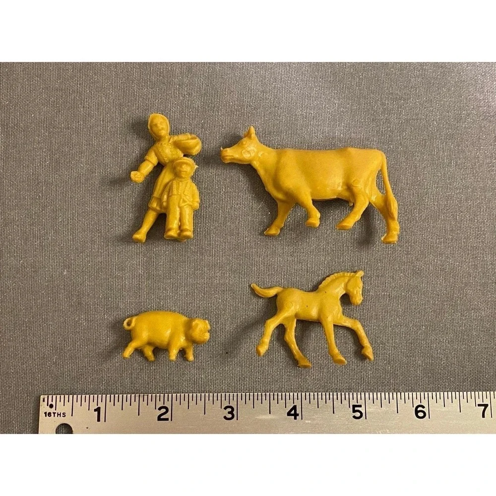 Farm Animals People Vintage Lot Of 4 Cow Horse Pig Mother Boy Yellow SKU33